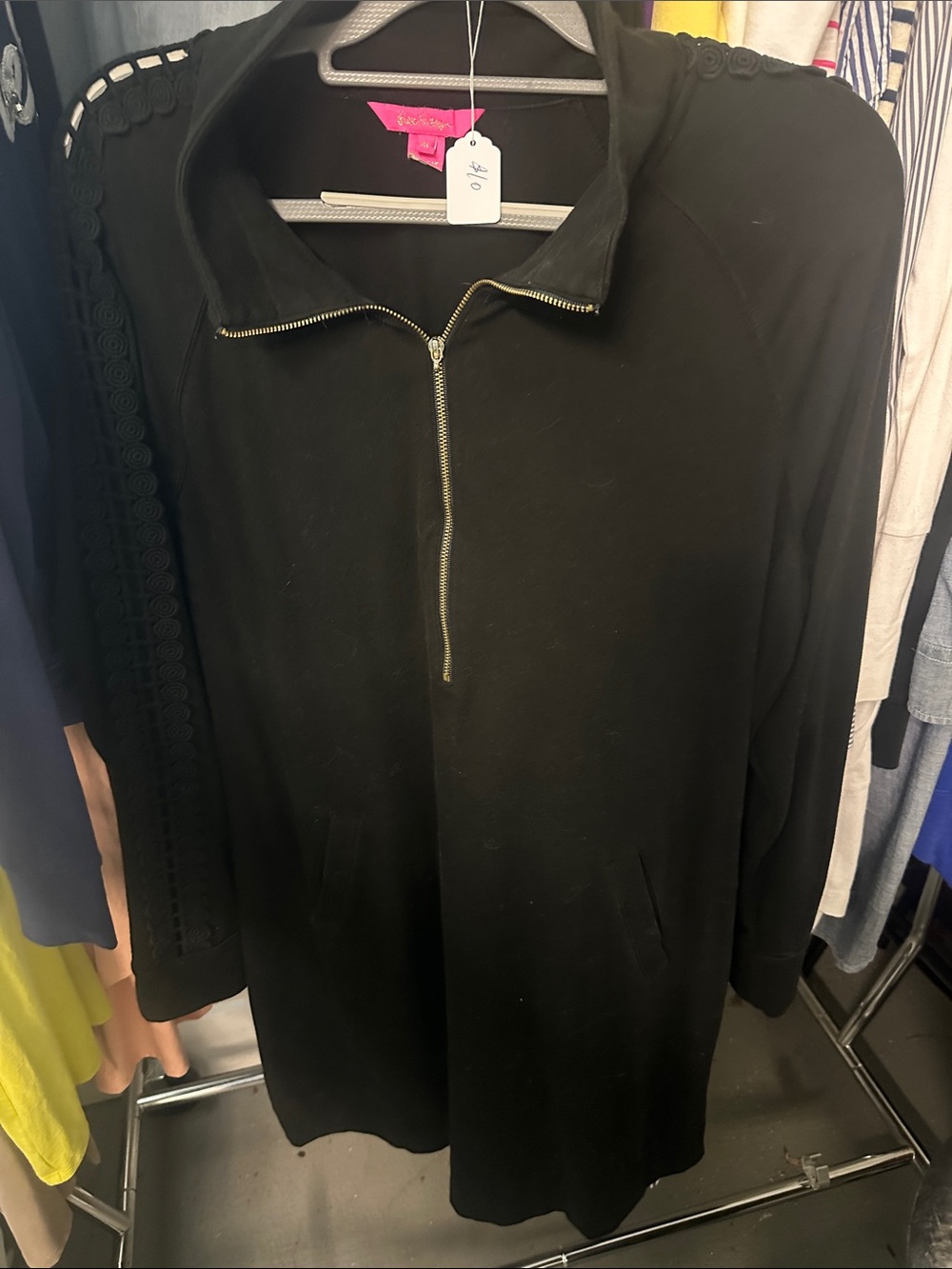 Lilly Pulitzer Black Half-Zip Pullover Dress